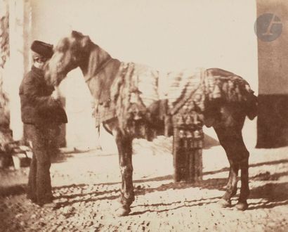null Alphonse Delaunay (1827-1906)
Espagne, c. 1855. 
Homme et cheval de profil....