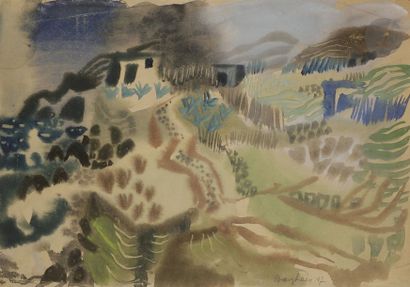 null Eduard BARGHEER (1901-1979)
Paysage, 1947
Aquarelle.
Signée et datée en bas...