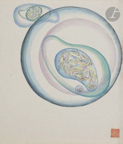 null Josaku MAEDA [japonais] (1926-2007)
Composition, vers 1963
Aquarelle.
Porte...