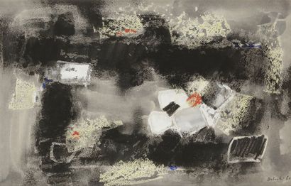 null Jun DOBASHI [japonais] 
(1910-1975)
Composition, 1960
Gouache et aquarelle.
Signée...