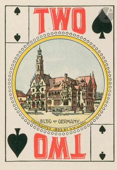 null Columbian Souvenir Playing Cards : Chicago, 1893 ; 52/52 cartes + joker et débris...
