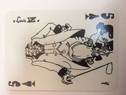 null Jeu de cartes de Siné (dit de la Ve) : Dorchy, 1969, 54 cartes (52+2), étui....