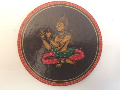null Dasavatara Ganjifa : Inde…, fin XXe s. ; 50/120 cartes ; diam. 65 mm ; boîte...
