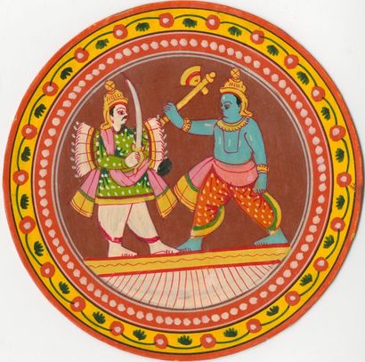 null Mogul Ganjifa,type Sawantwadi : Darchitri, Maharashtra, c.1950 ; 120/120 cartes...