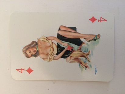 null Jeu « Darling », Bilefelder Spielkarten, 1958, dessin Dillinger, pin-ups cinéma,...