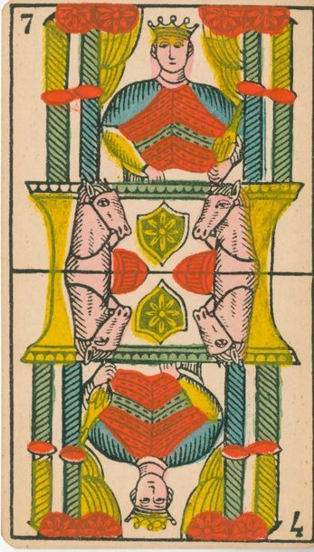 null Tarot piémontais (2 têtes) : B.P. Grimaud, c.1900 ; 78/78 cartes ; lithographie...