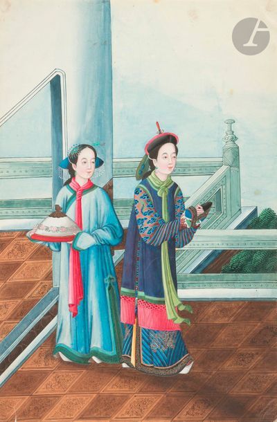 null CHINE, Canton - Vers 1900
Album de dix peintures, encre et couleurs sur papier,...