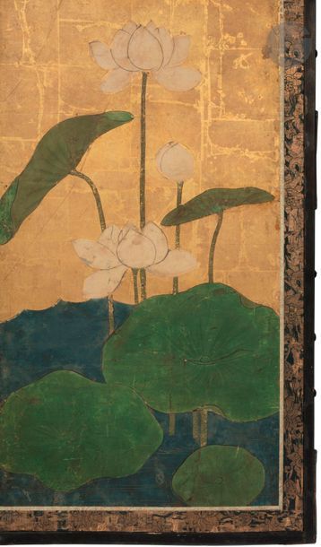 null JAPON - Milieu Époque EDO (1603 - 1868)
Paravent à quatre feuilles à la feuille...