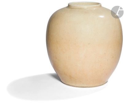 null CHINE - XIXe siècle
Pot en porcelaine émaillée beige légèrement craquelé. 
H....