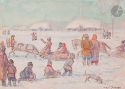 null Michel (Milhaïl Nikolaevitch) JAKOVLEV (1880-1942)
Paysage d’hiver
Gouache sur...