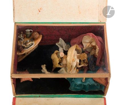  Diorama Scène érotique dissimulée dans un tiroir de cartonnier du xixe siècle longueur...