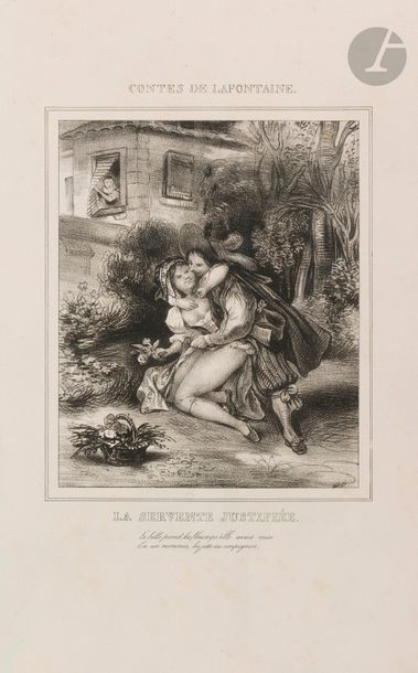  [DEVÉRIA (Achille)]. Contes de La Fontaine. [Paris, 1830]. — Suite de 12 planches,...