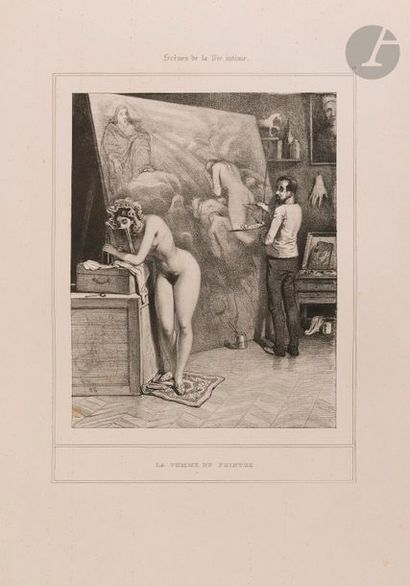  GAVARNI. Scènes de la vie intime. [Paris : Aubert ?, vers 1837]. — Album in-folio,...
