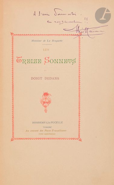  [HANNON (Théodore)]. Les Treize Sonnets du doigt dedans. Domremy-la-Pucelle (Vosges)...