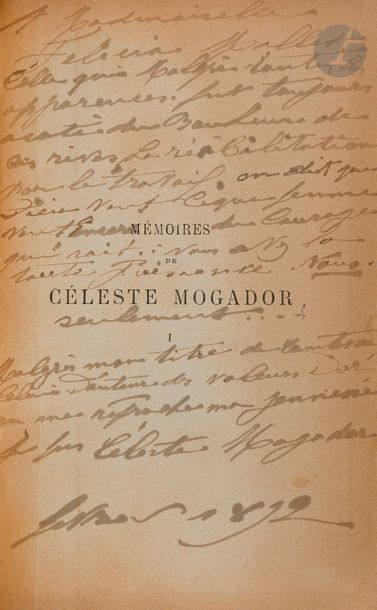 CHABRILLAN (Céleste de). Mémoires de Céleste Mogador. Paris : Librairie nouvelle,...