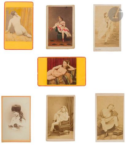 null [PHOTOGRAPHIES].
Ensemble de 7 rares photographies de danseuses, prostituées...