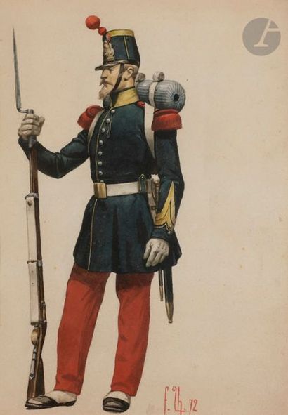 null Félix THUILLIèRE 
École française de la fin du XIXe siècle
Caporal de carabinier...