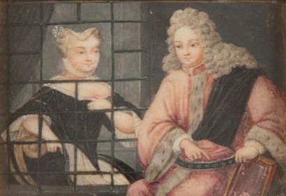 null École française vers 1750

Au Parloir du couvent : Jeune homme à longue perruque...