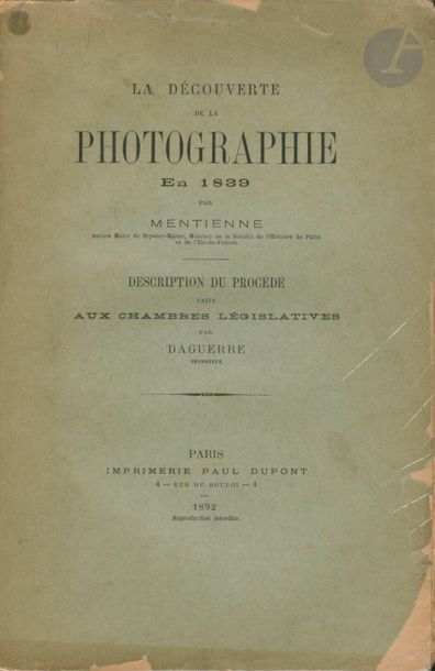 null DAGUERRE, LOUIS (1787-1851)
MENTIENNE, ADRIEN (1841-1927)
La découverte de la...