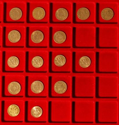 null Lot de 17 pièces en or, européennes, dans un sachet numéroté 2017080
- 7 pièces...