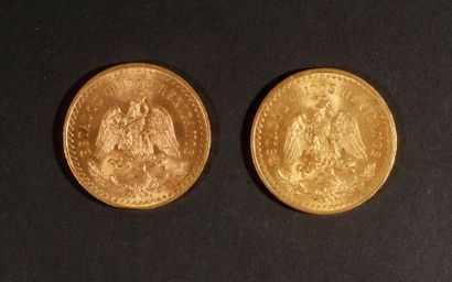 null 2 pièces de 50 Pesos en or. Type Victoire ailée. 1821/1945 - 1821/1946

Frais...