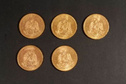 null 5 pièces de 50 Pesos en or, dans un sachet numéroté 2017067
1821/1945 (3) -...