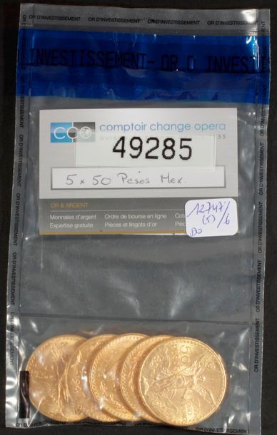 null 5 pièces de 50 Pesos en or, dans un sachet numéroté 49285
1821/1945 - 1821/1947...