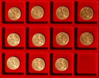null 11 pièces de 20 Francs en or. Type Coq.
1910 - 1911 - 1912 (6) - 1913 (3)

Frais...