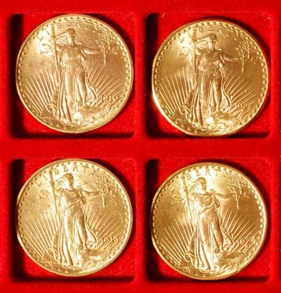 null 4 pièces de 20 Dollars en or. Type Saint Gaudens. 1910 D - 1913 - 1924 - 1927

Frais...