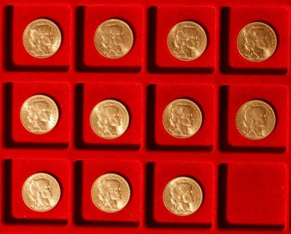 null 11 pièces de 20 Francs en or. Type Coq.
1910 - 1911 - 1912 (6) - 1913 (3)

Frais...