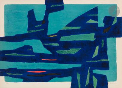 null Gustave SINGIER (1909-1984)
Mistral nuit, 1959
Lithographie en couleurs.
Épreuve...