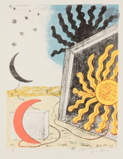 null Giorgio de CHIRICO [italien] (1888-1978)
Luna e sole in una piazza, 1968
Zincographie...