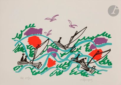 null Charles LAPICQUE (1898-1988)
Le Retour de la pêche, 1969
Lithographie.
Signée...