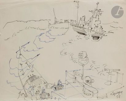 null Charles LAPICQUE (1898-1988)
Navires militaires, 1951
2 encres.
Signées et datées...