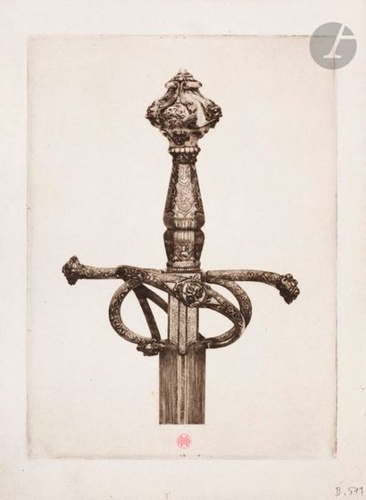 null Henri Guérard (1846-1897) 
Épée italienne. Avant 1882. Eau-forte et pointe sèche....