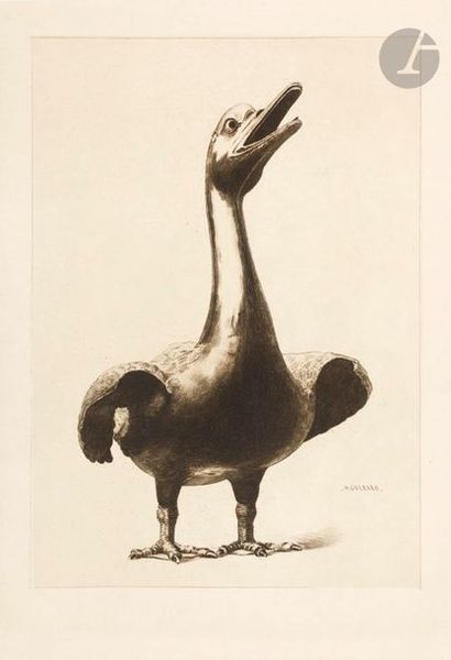 null Henri Guérard (1846-1897) 
Large goose-shaped bronze perfume burner (L. Gonse...