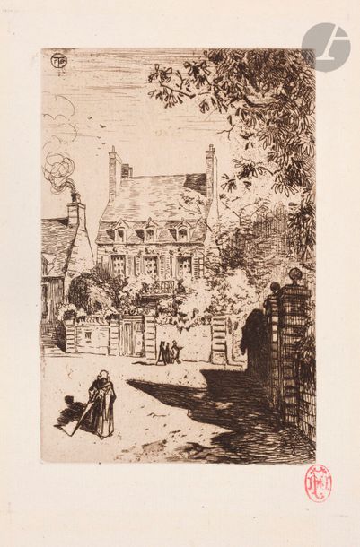 null Félix Buhot (1847-1898) 
En province – la maison d’Orléans (Valognes). Eau-forte....