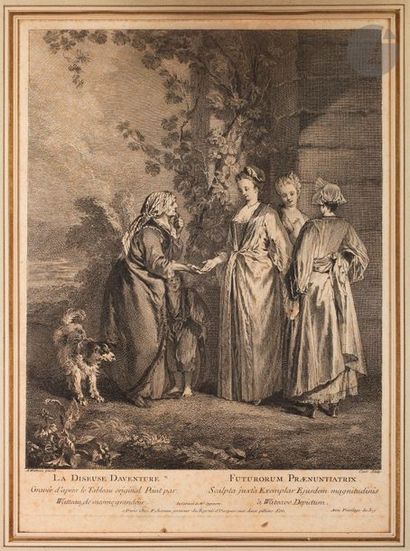 null Jean-Antoine Watteau (1684-1721) (d’après) 
La Diseuse d’aventure. 1727. Gravé...