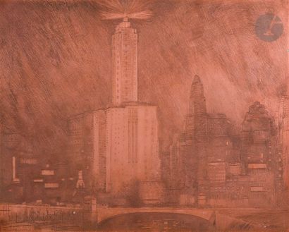 null Donald Shaw MacLaughlan (1876-1938) 
The Wacker Drive (Chicago). 1931. Cuivre...