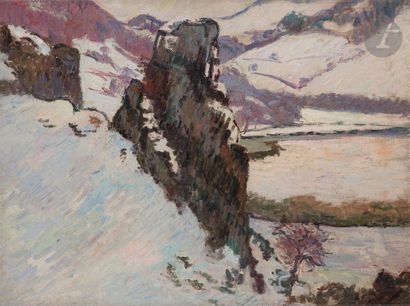  *Armand GUILLAUMIN (1841-1927) Creuse, la Roche de l'écho en hiver, 1890 Huile sur...