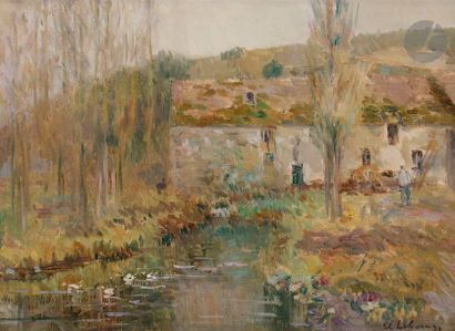 null Albert LEBOURG (1849-1928)
Normandie, paysage au moulin
Huile sur toile.
Signée...