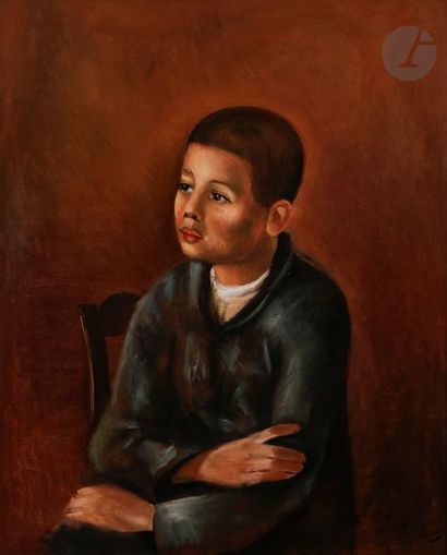 *André DERAIN (1880-1954) Jeune garçon assis,...