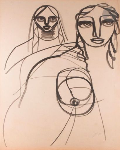 null Roman OPALKA [franco-polonais] (1931-2011)
Étude de dessin, 1953
Encre sur papier.
Signée...