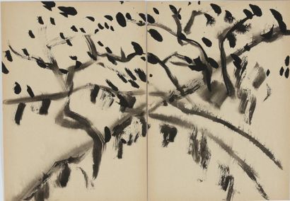 null T'ANG Haywen (1927-1991)

Sans titre, c.1976, encre sur carton Tako, diptyque...