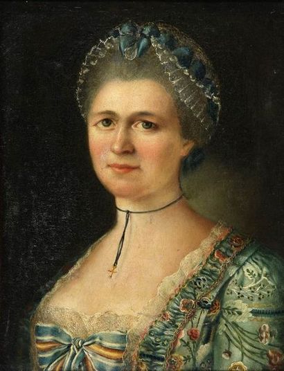 null ECOLE DU XVIIIème SIECLE

Portrait de dame en robe à fleurs

Huile sur toile

A...