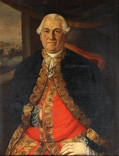 null ECOLE DU XVIIIEME SIECLE VERS 1770

Portrait d'homme avec vue sur une fortification

Huile...