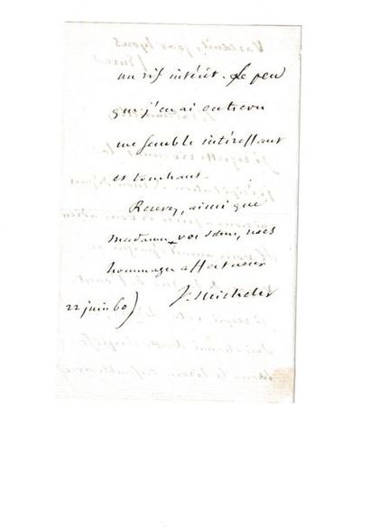 null 25- MICHELET (Jules) historien français (1798-1874). 2 documents.

2 L.A.S....