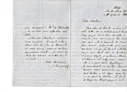 null 44- TOURGUENIEV (Ivan) écrivain et nouvelliste russe (1818-1883). 3 documents....