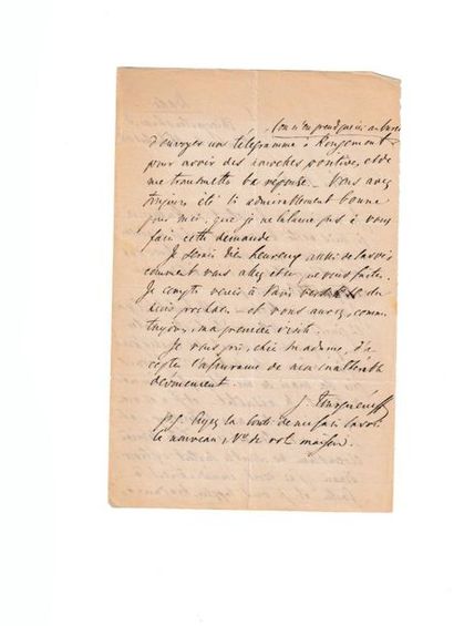 null 45- TOURGUENIEV (Ivan) écrivain et nouvelliste russe (1818-1883). 3 documents....