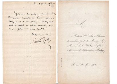 null 49- ZOLA (Émile) écrivain français (1840-1902). 2 documents. 

2 L.A.S. à [Édmond...
